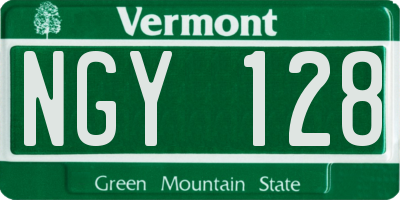 VT license plate NGY128