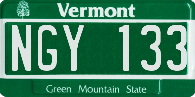 VT license plate NGY133