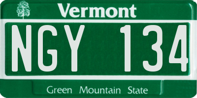 VT license plate NGY134