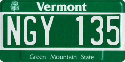 VT license plate NGY135