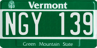 VT license plate NGY139