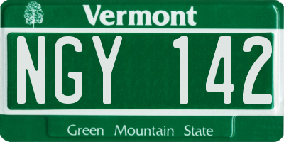 VT license plate NGY142