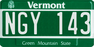 VT license plate NGY143