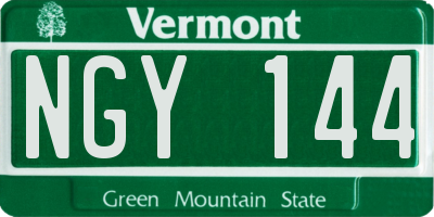 VT license plate NGY144