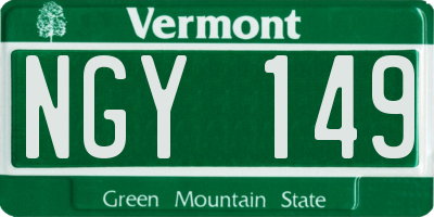 VT license plate NGY149