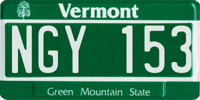VT license plate NGY153