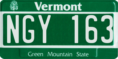 VT license plate NGY163