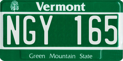 VT license plate NGY165