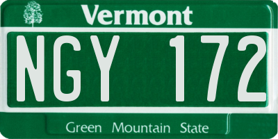 VT license plate NGY172