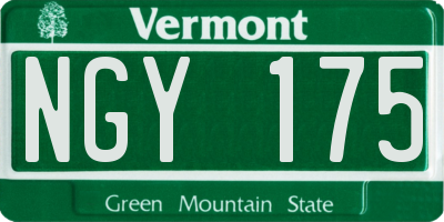 VT license plate NGY175
