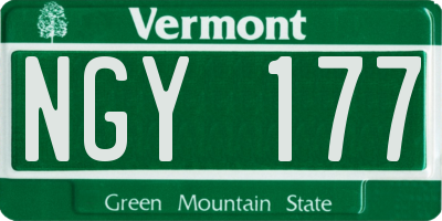 VT license plate NGY177