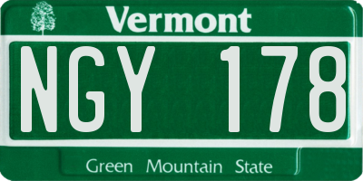 VT license plate NGY178