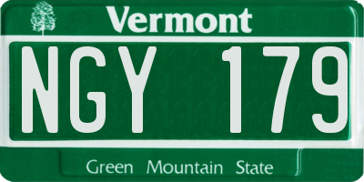VT license plate NGY179
