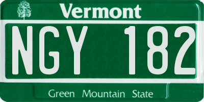 VT license plate NGY182