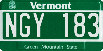 VT license plate NGY183