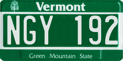 VT license plate NGY192