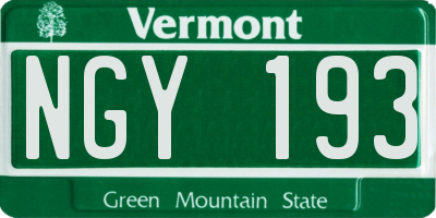 VT license plate NGY193