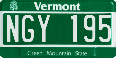VT license plate NGY195