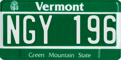 VT license plate NGY196