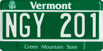 VT license plate NGY201