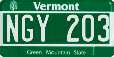 VT license plate NGY203