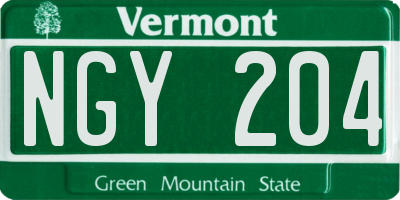 VT license plate NGY204