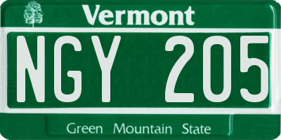VT license plate NGY205