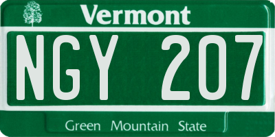 VT license plate NGY207
