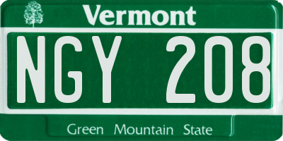 VT license plate NGY208