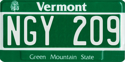 VT license plate NGY209