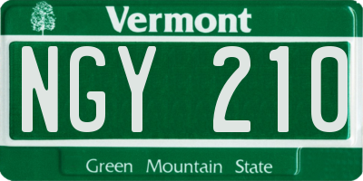 VT license plate NGY210