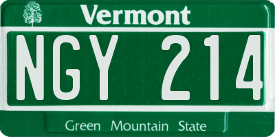 VT license plate NGY214