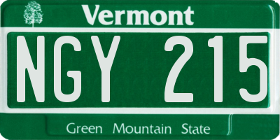 VT license plate NGY215