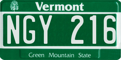 VT license plate NGY216