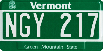 VT license plate NGY217