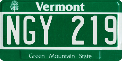 VT license plate NGY219