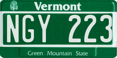 VT license plate NGY223