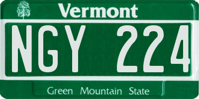 VT license plate NGY224