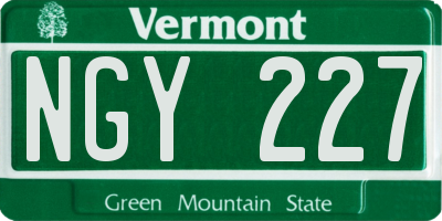 VT license plate NGY227