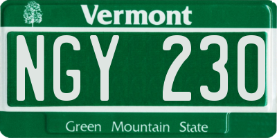VT license plate NGY230