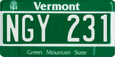 VT license plate NGY231