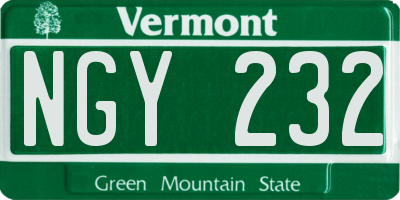 VT license plate NGY232
