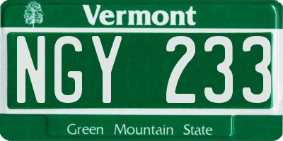 VT license plate NGY233