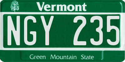 VT license plate NGY235