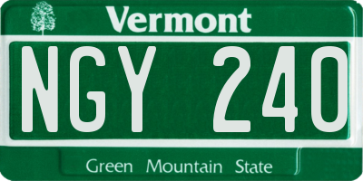 VT license plate NGY240