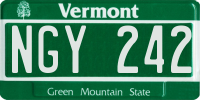 VT license plate NGY242