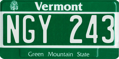 VT license plate NGY243
