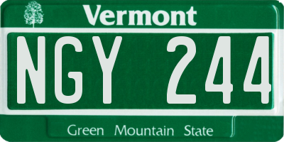 VT license plate NGY244
