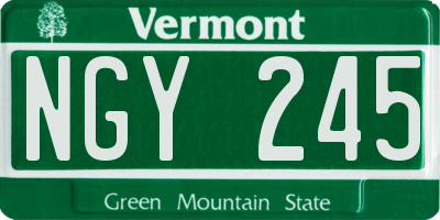 VT license plate NGY245