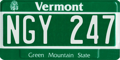 VT license plate NGY247